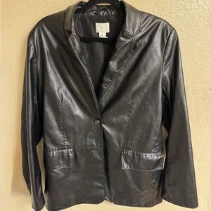 H&M Black Faux Leather Oversized Jacket